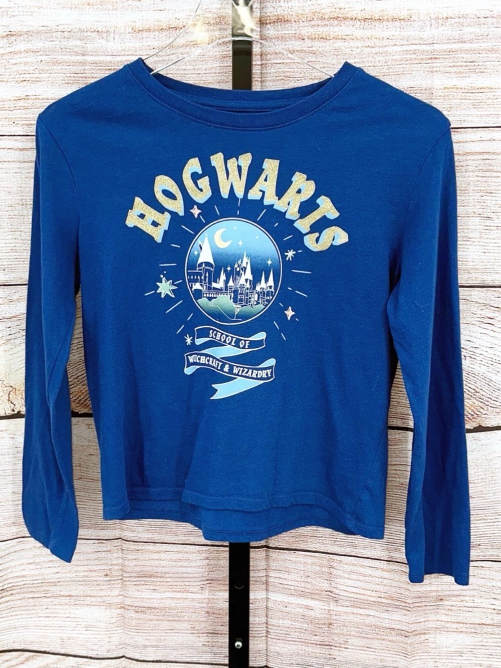 Wizarding World Hogwarts Blue Kids Long-Sleeve Tee Size XL